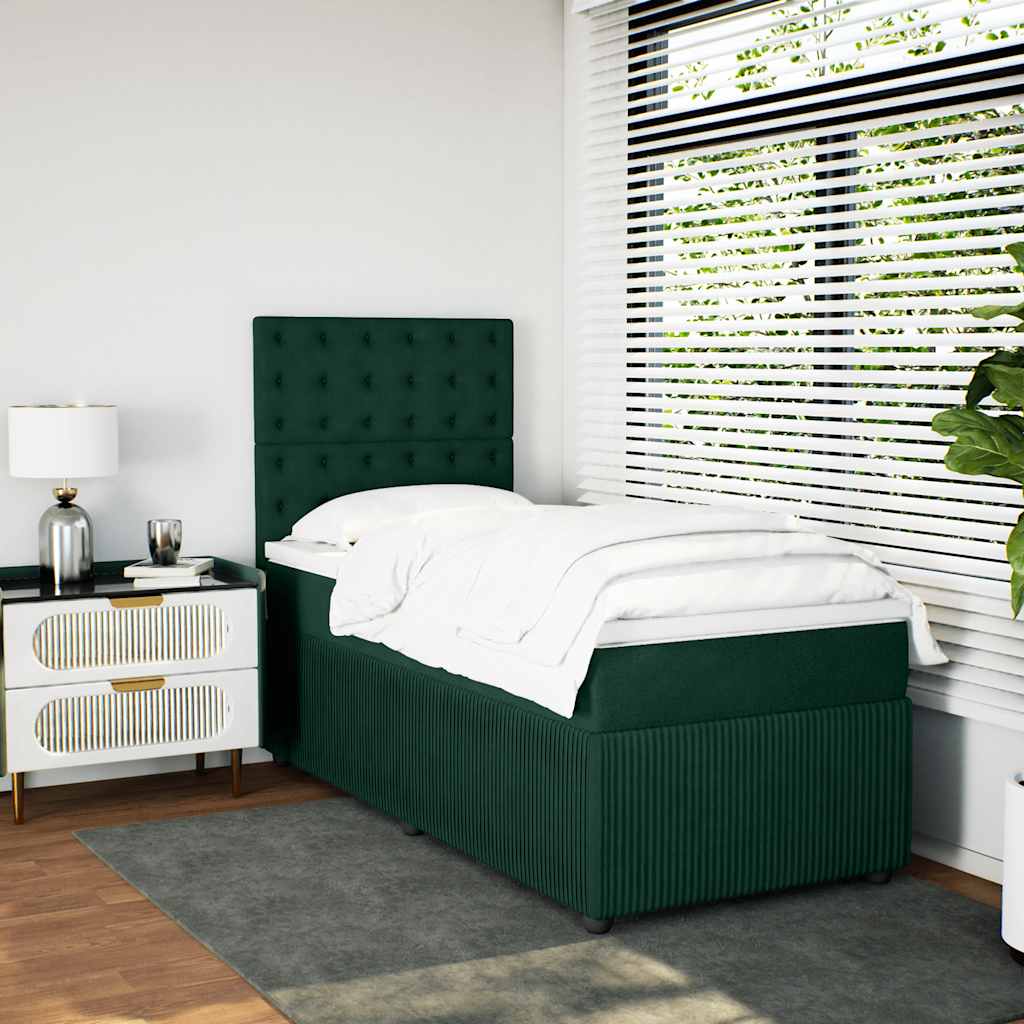 Giroletto a Molle con Materasso Verde Scuro 90x190 cm Velluto | homemem39
