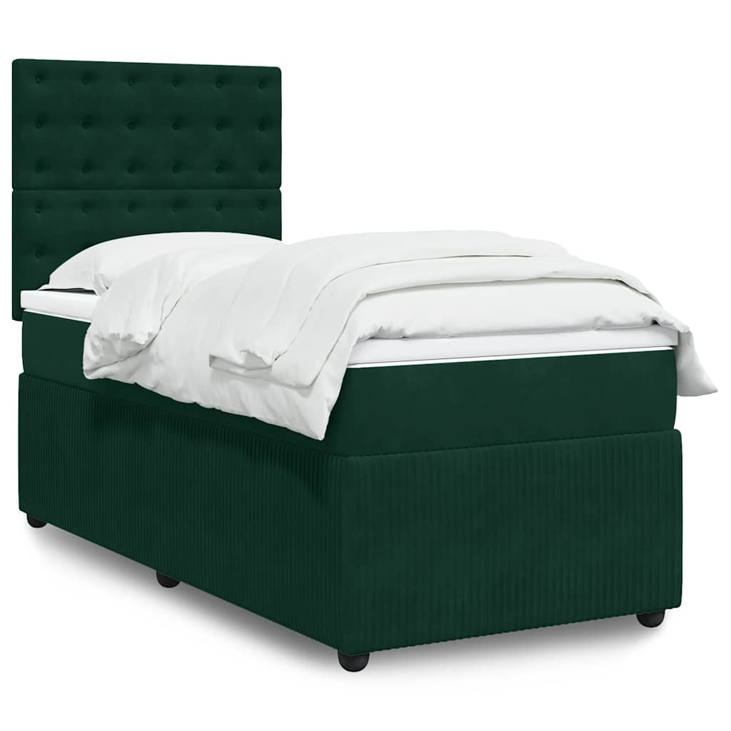 Giroletto a Molle con Materasso Verde Scuro 90x190 cm Velluto | homemem39