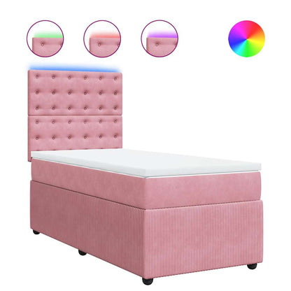 Giroletto a Molle con Materasso Rosa 90x190 cm in Velluto