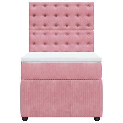 Giroletto a Molle con Materasso Rosa 90x190 cm in Velluto