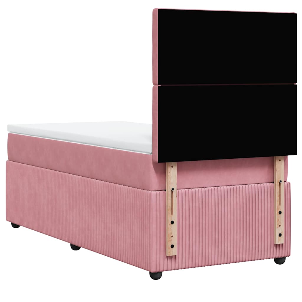 Giroletto a Molle con Materasso Rosa 90x190 cm in Velluto