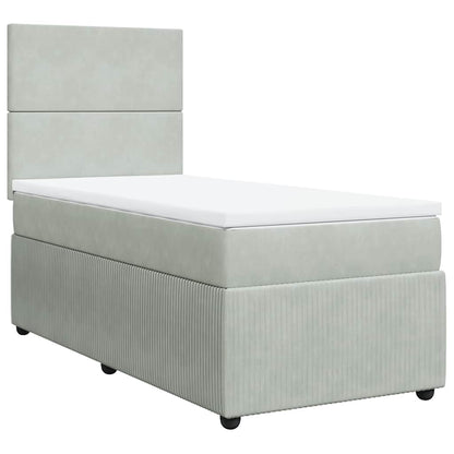 Giroletto a Molle con Materasso Grigio Chiaro 90x200 cm Velluto