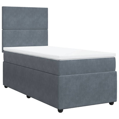 Giroletto a Molle con Materasso Grigio Scuro 90x200 cm Velluto