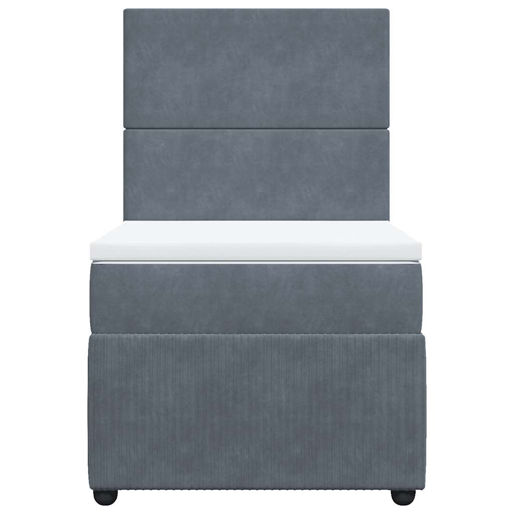 Giroletto a Molle con Materasso Grigio Scuro 90x200 cm Velluto