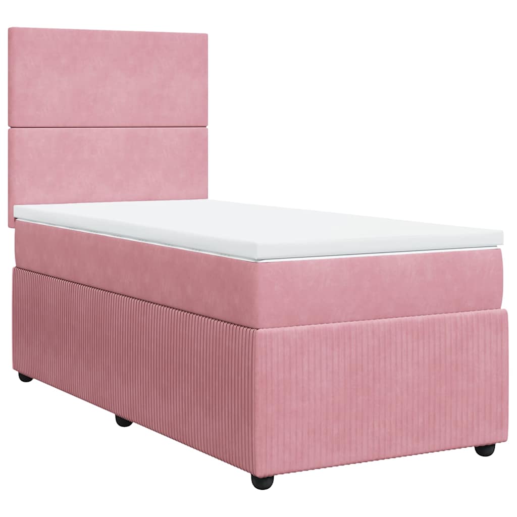 Giroletto a Molle con Materasso Rosa 90x200 cm in Velluto | homemem39