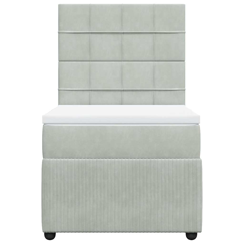Giroletto a Molle con Materasso Grigio Chiaro 90x200 cm Velluto