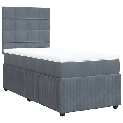 Giroletto a Molle con Materasso Grigio Scuro 90x200 cm Velluto