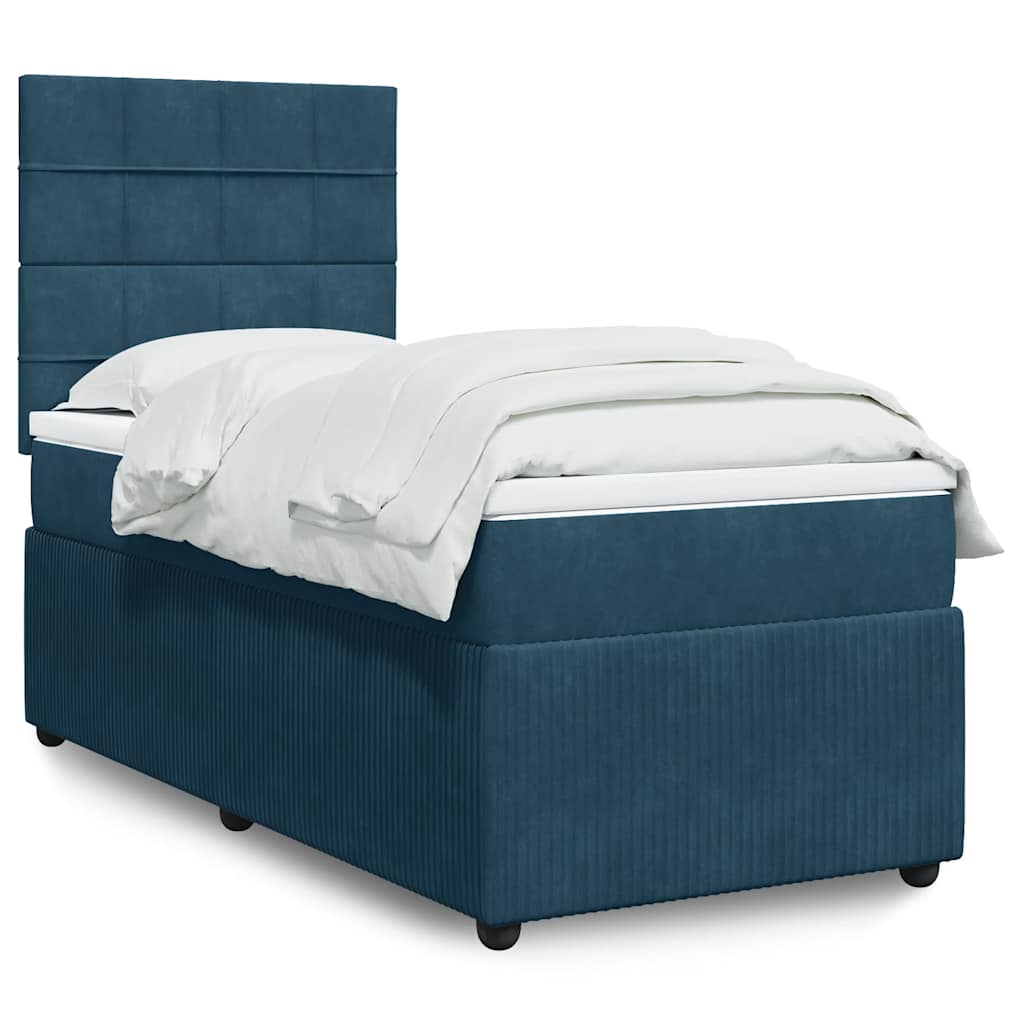 Giroletto a Molle con Materasso Blu 90x200 cm in Velluto | homemem39