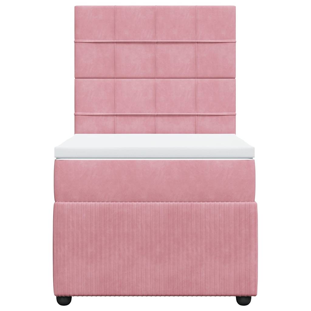 Giroletto a Molle con Materasso Rosa 90x200 cm in Velluto | homemem39
