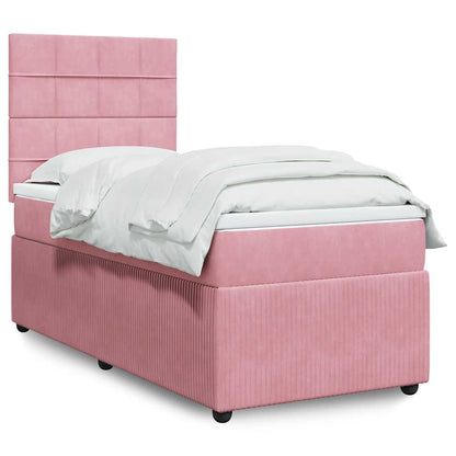 Giroletto a Molle con Materasso Rosa 90x200 cm in Velluto | homemem39