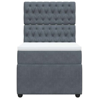Giroletto a Molle con Materasso Grigio Scuro 90x200 cm Velluto - homemem39