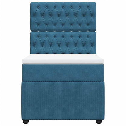 Giroletto a Molle con Materasso Blu 90x200 cm in Velluto