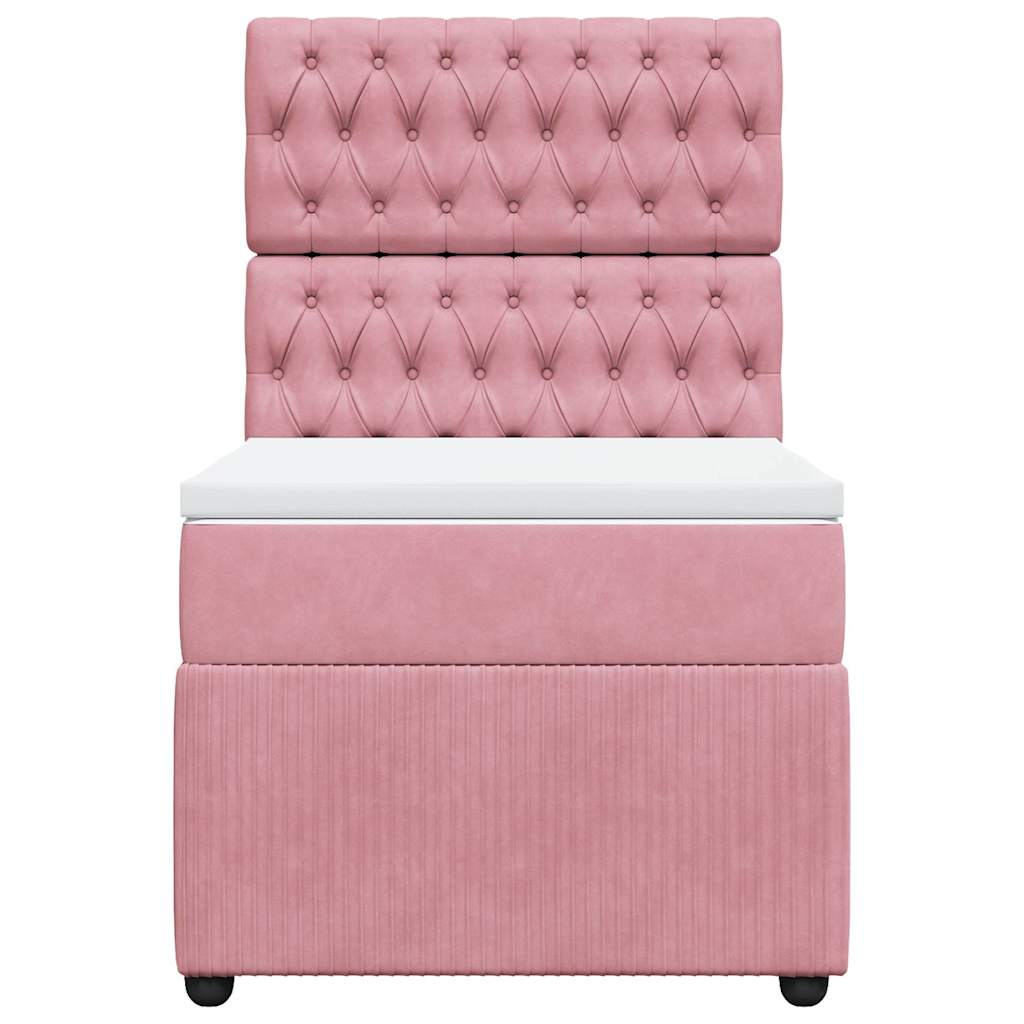 Giroletto a Molle con Materasso Rosa 90x200 cm in Velluto