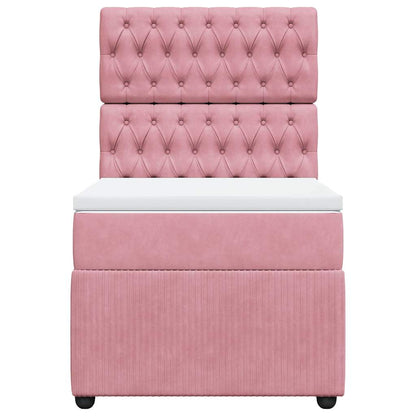 Giroletto a Molle con Materasso Rosa 90x200 cm in Velluto