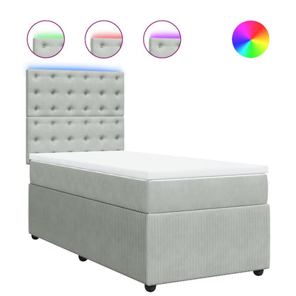 Giroletto a Molle con Materasso Grigio Chiaro 90x200 cm Velluto - homemem39