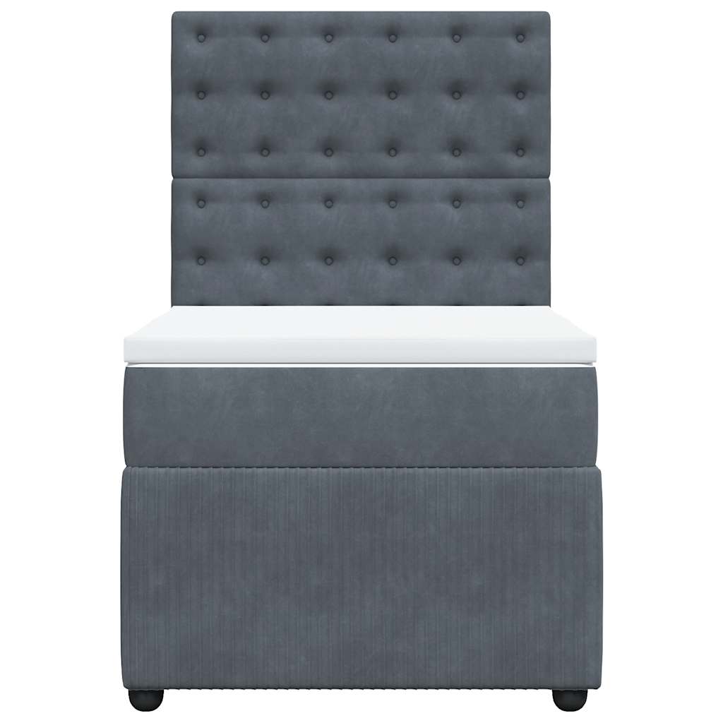 Giroletto a Molle con Materasso Grigio Scuro 90x200 cm Velluto