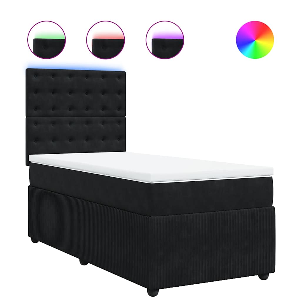 Giroletto a Molle con Materasso Nero 90x200 cm in Velluto