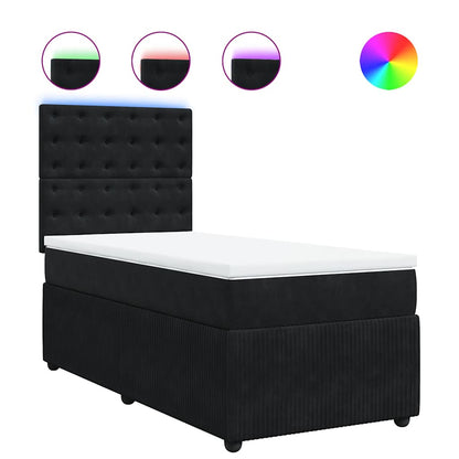 Giroletto a Molle con Materasso Nero 90x200 cm in Velluto