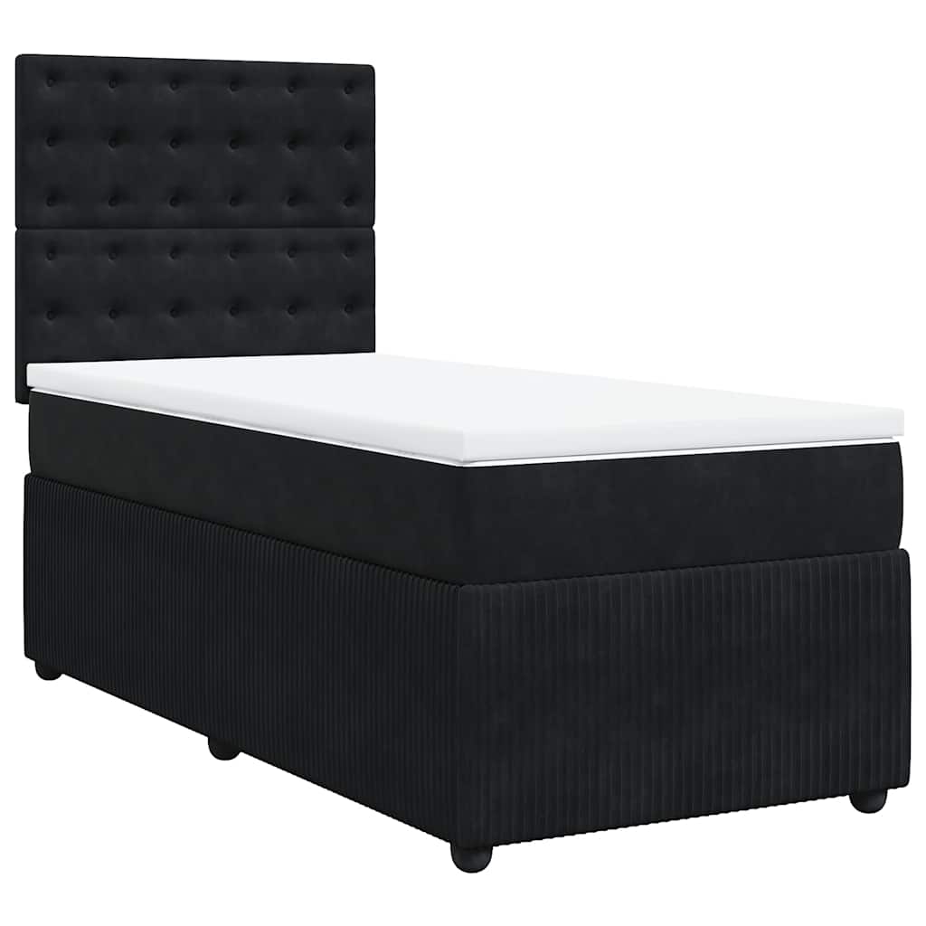 Giroletto a Molle con Materasso Nero 90x200 cm in Velluto