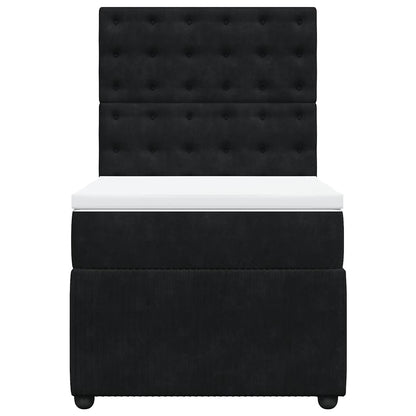 Giroletto a Molle con Materasso Nero 90x200 cm in Velluto