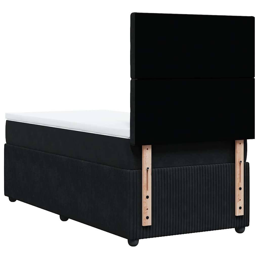 Giroletto a Molle con Materasso Nero 90x200 cm in Velluto