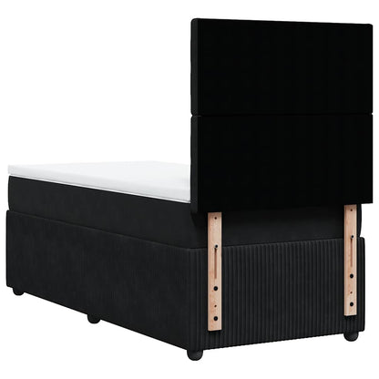 Giroletto a Molle con Materasso Nero 90x200 cm in Velluto