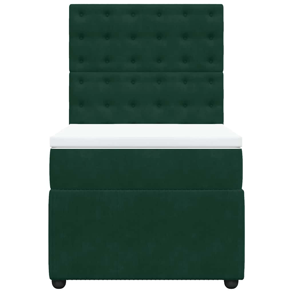 Giroletto a Molle con Materasso Verde Scuro 90x200 cm Velluto