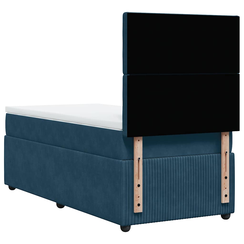 Giroletto a Molle con Materasso Blu 90x200 cm in Velluto