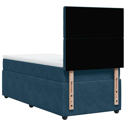 Giroletto a Molle con Materasso Blu 90x200 cm in Velluto