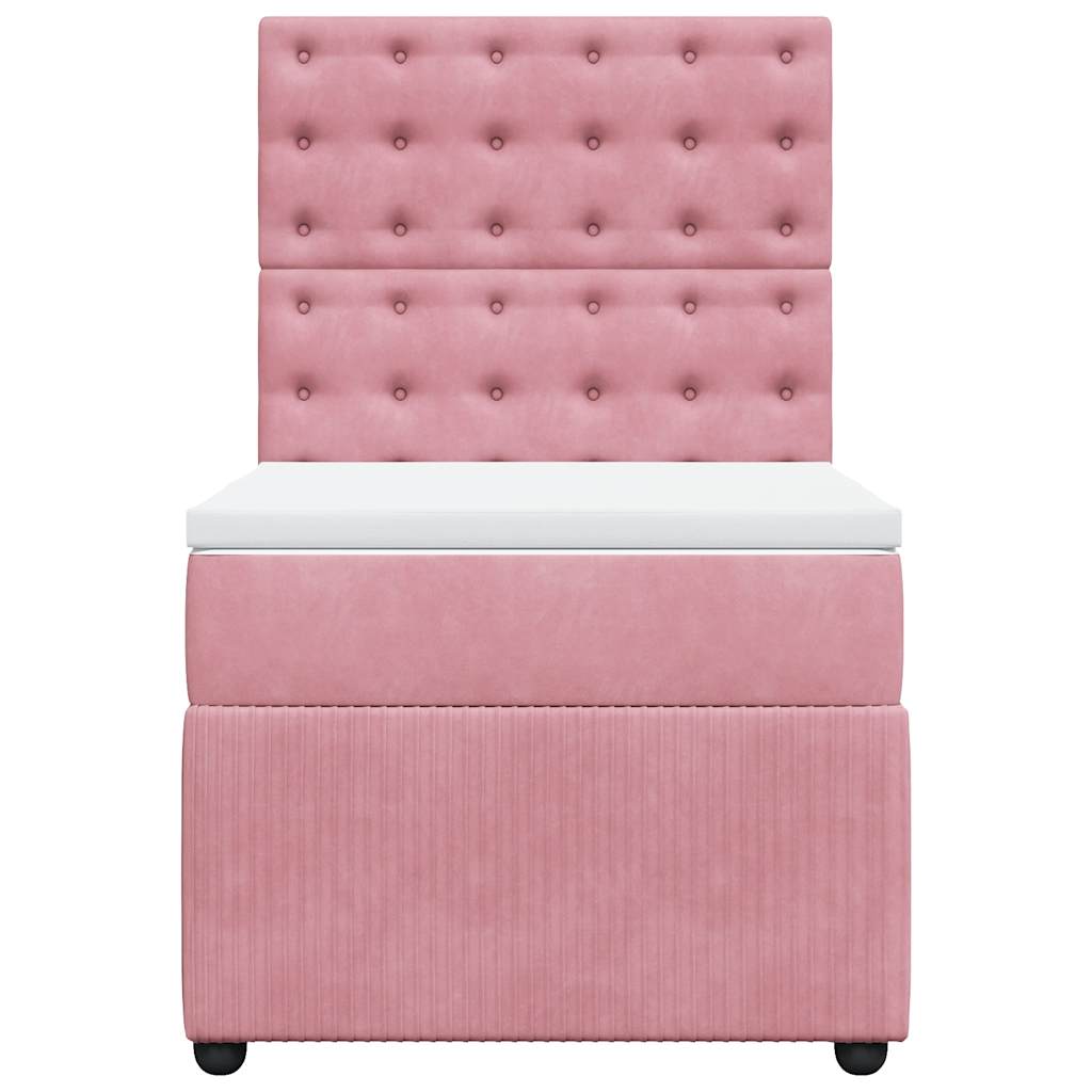 Giroletto a Molle con Materasso Rosa 90x200 cm in Velluto