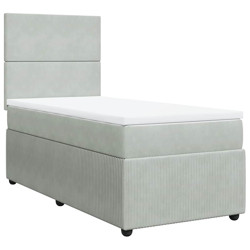 Giroletto a Molle con Materasso Grigio Chiaro 100x200cm Velluto