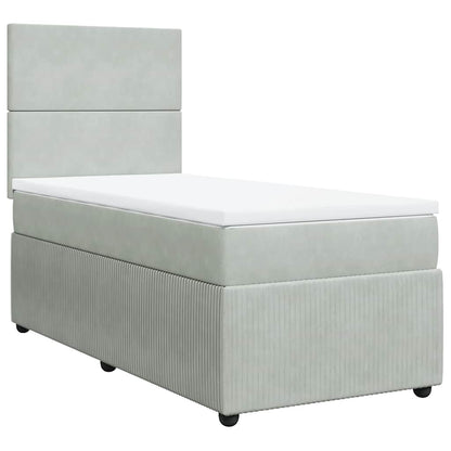 Giroletto a Molle con Materasso Grigio Chiaro 100x200cm Velluto