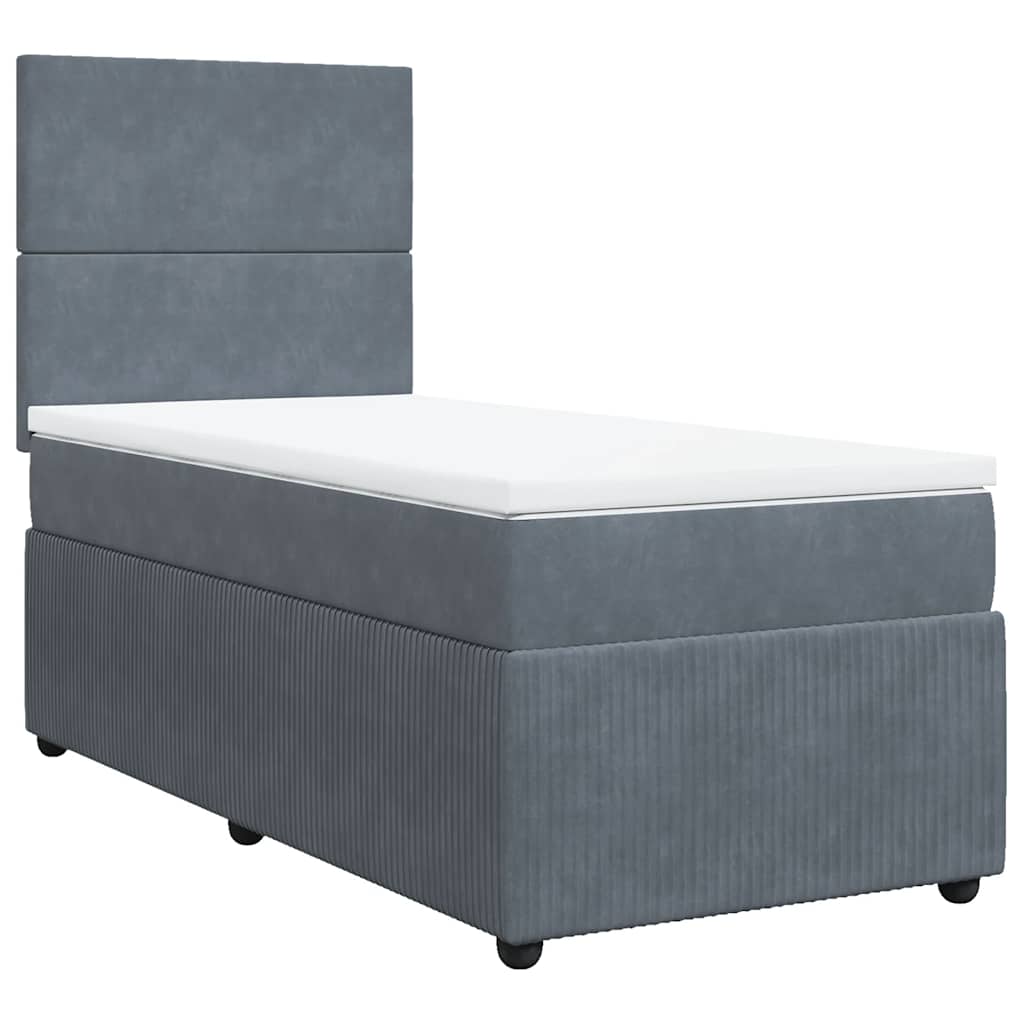 Giroletto a Molle con Materasso Grigio Scuro 100x200 cm Velluto