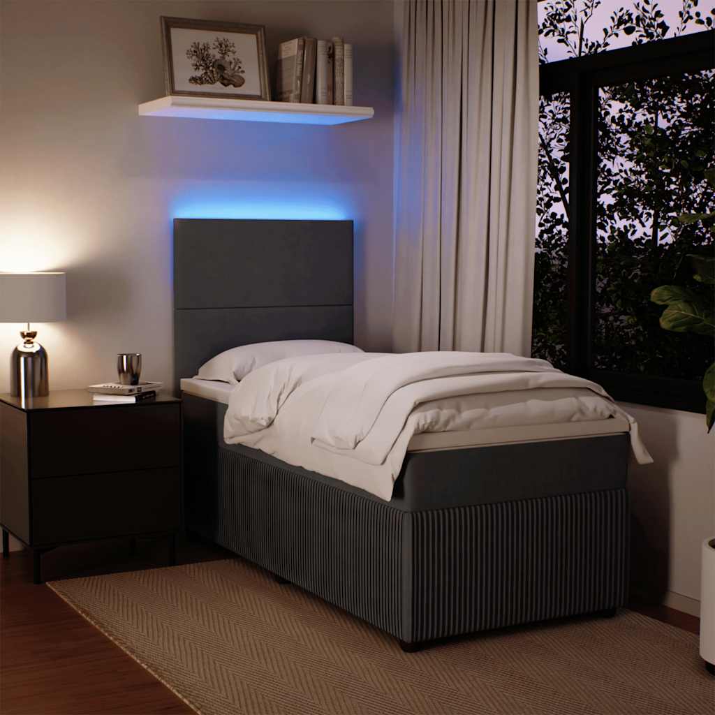 Giroletto a Molle con Materasso Grigio Scuro 100x200 cm Velluto
