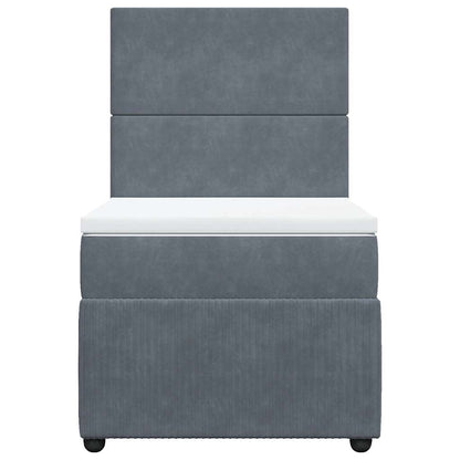 Giroletto a Molle con Materasso Grigio Scuro 100x200 cm Velluto