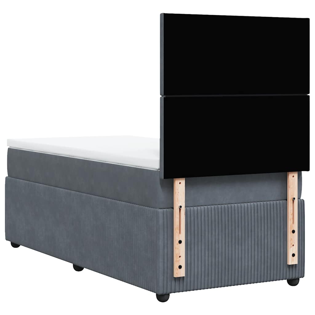 Giroletto a Molle con Materasso Grigio Scuro 100x200 cm Velluto