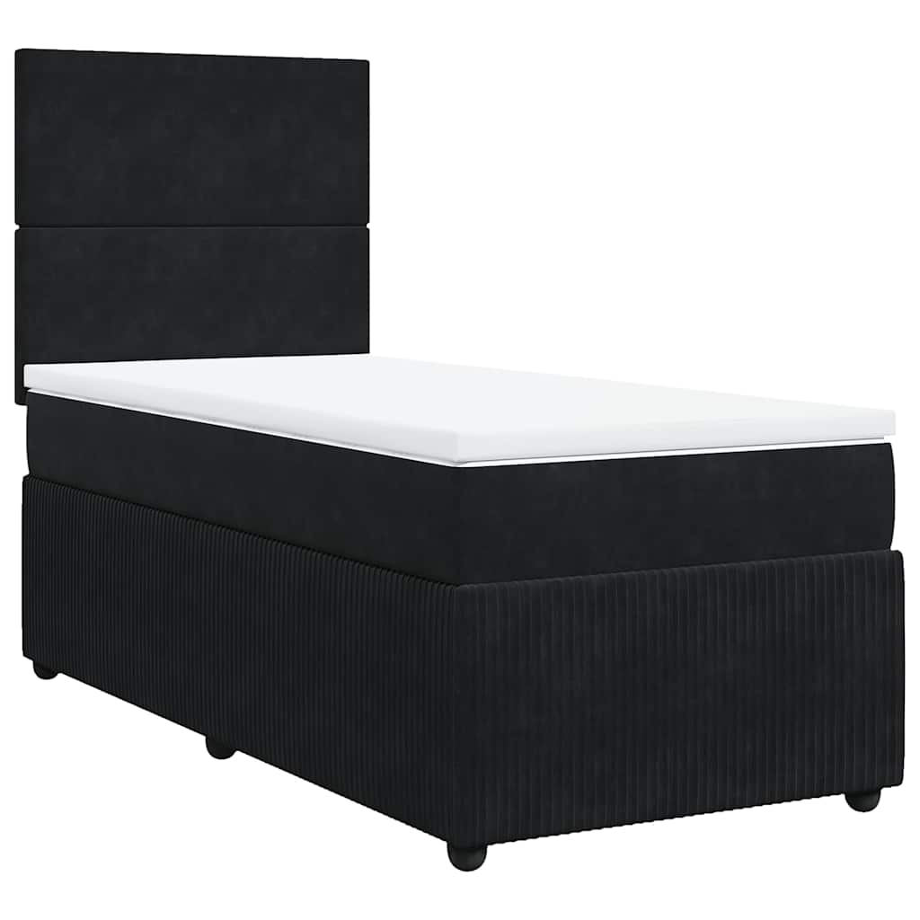 Giroletto a Molle con Materasso Nero 100x200 cm in Velluto