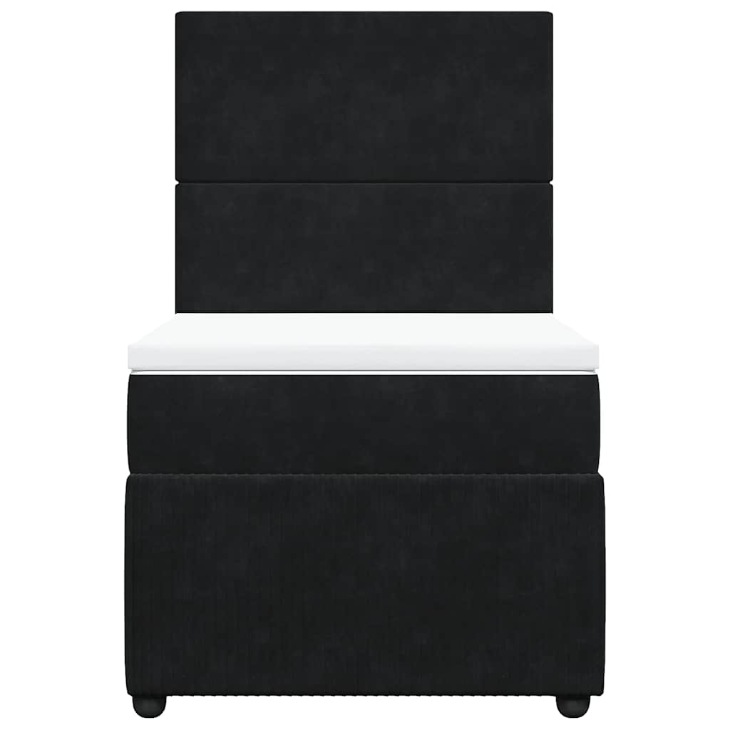 Giroletto a Molle con Materasso Nero 100x200 cm in Velluto