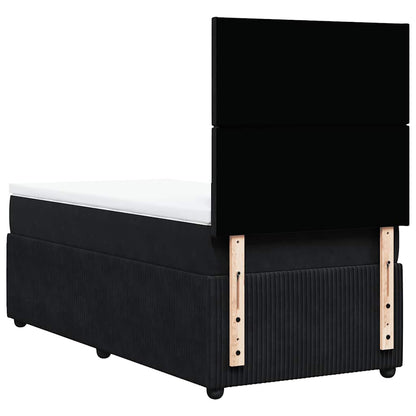 Giroletto a Molle con Materasso Nero 100x200 cm in Velluto