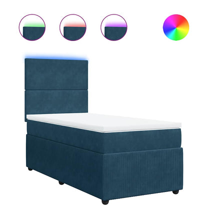 Giroletto a Molle con Materasso Blu 100x200 cm in Velluto | homemem39