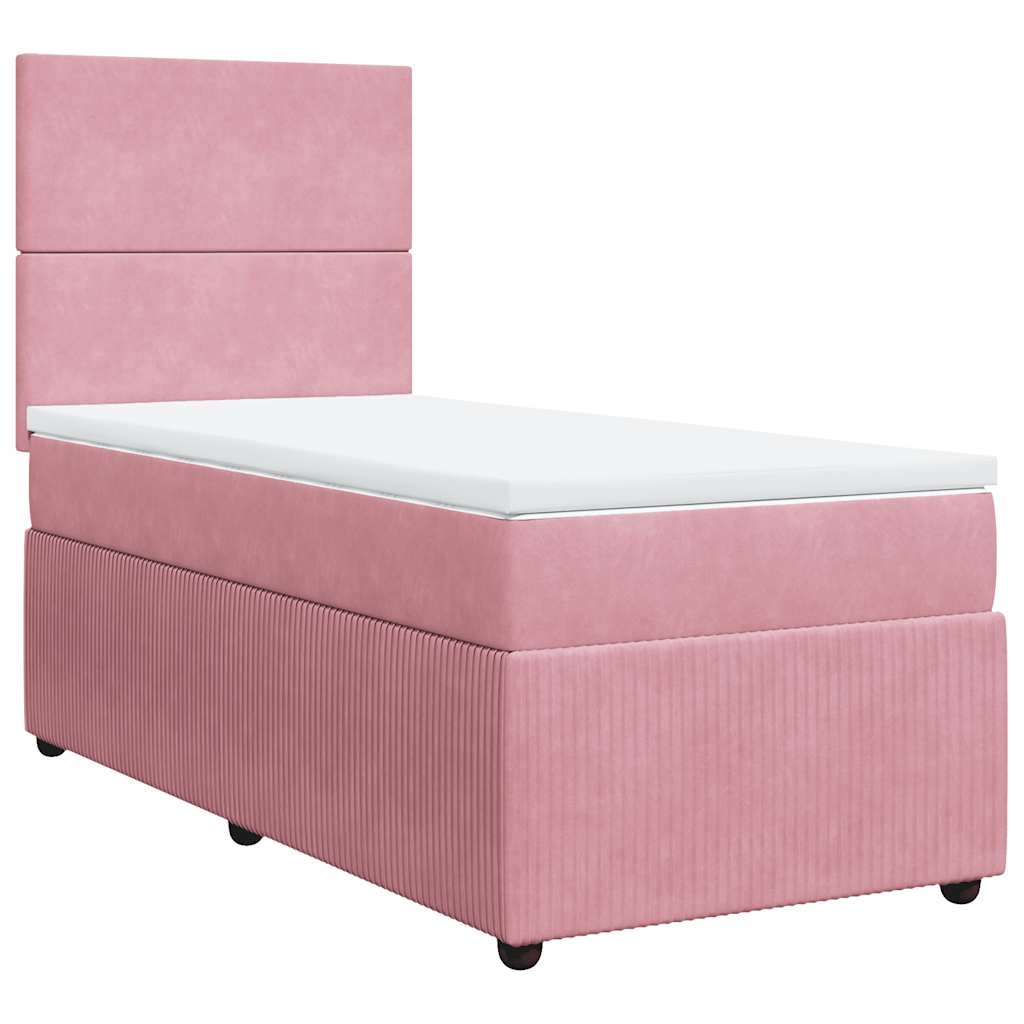 Giroletto a Molle con Materasso Rosa 100x200 cm in Velluto | homemem39
