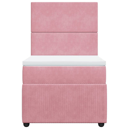 Giroletto a Molle con Materasso Rosa 100x200 cm in Velluto | homemem39