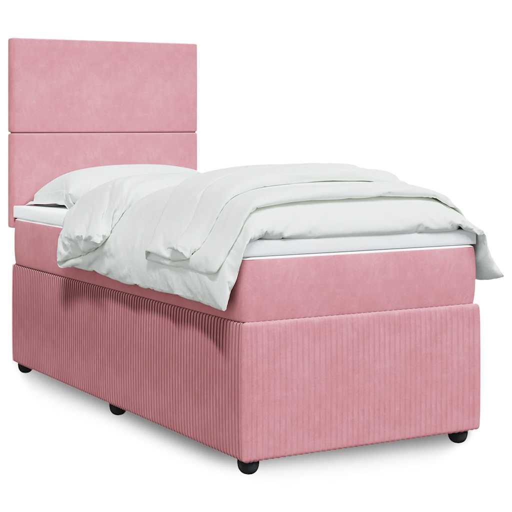 Giroletto a Molle con Materasso Rosa 100x200 cm in Velluto | homemem39