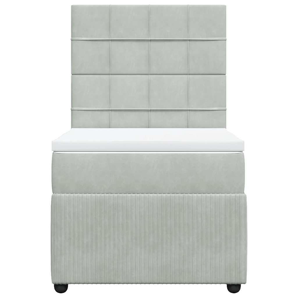 Giroletto a Molle con Materasso Grigio Chiaro 100x200cm Velluto