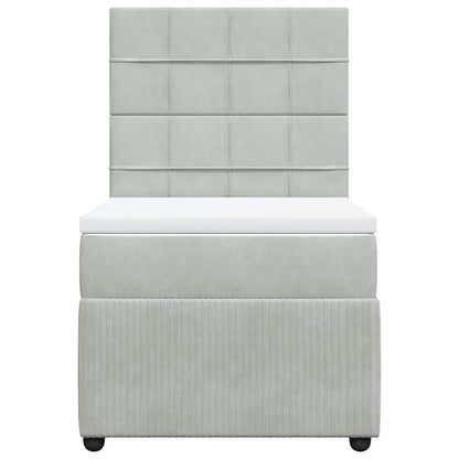 Giroletto a Molle con Materasso Grigio Chiaro 100x200cm Velluto