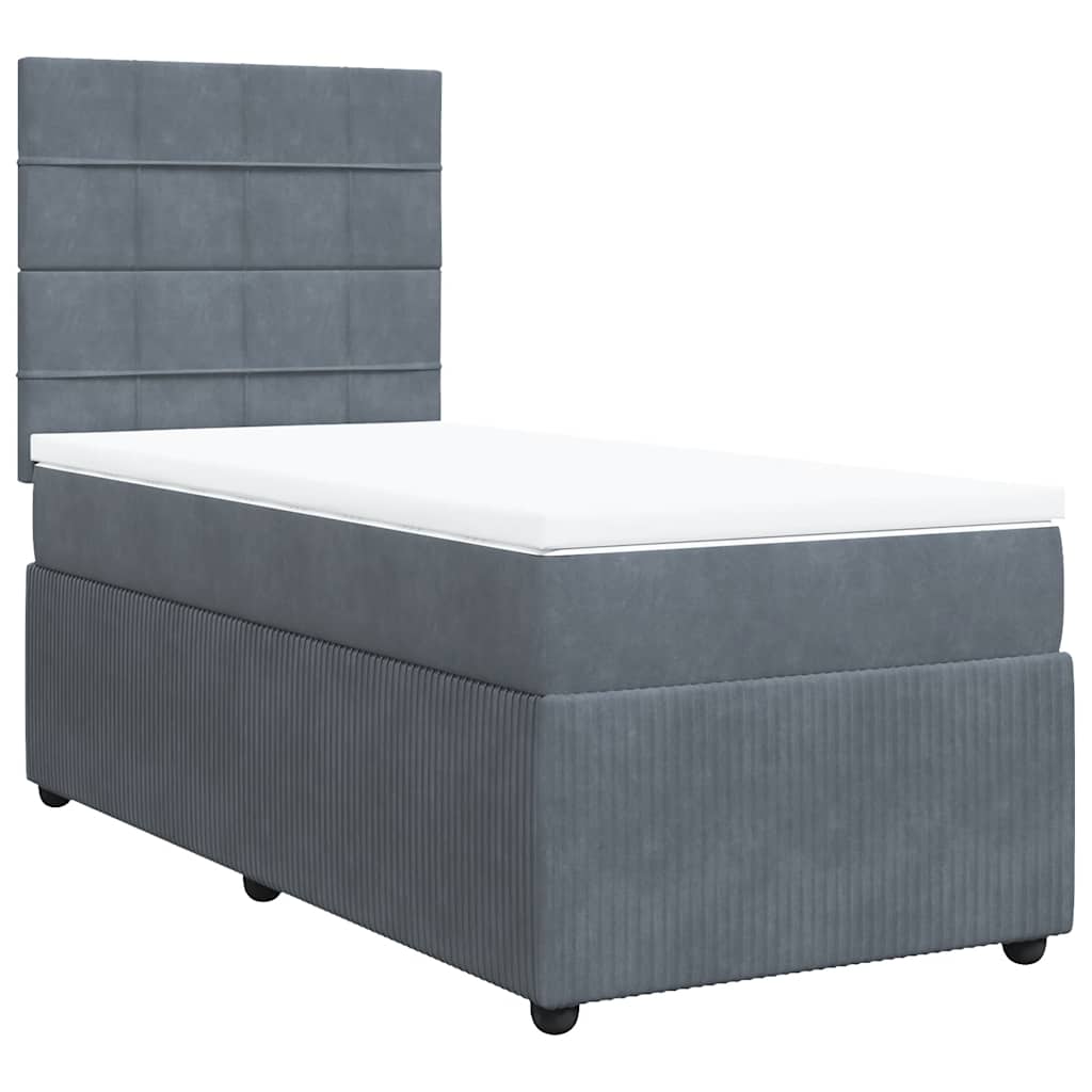 Giroletto a Molle con Materasso Grigio Scuro 100x200 cm Velluto