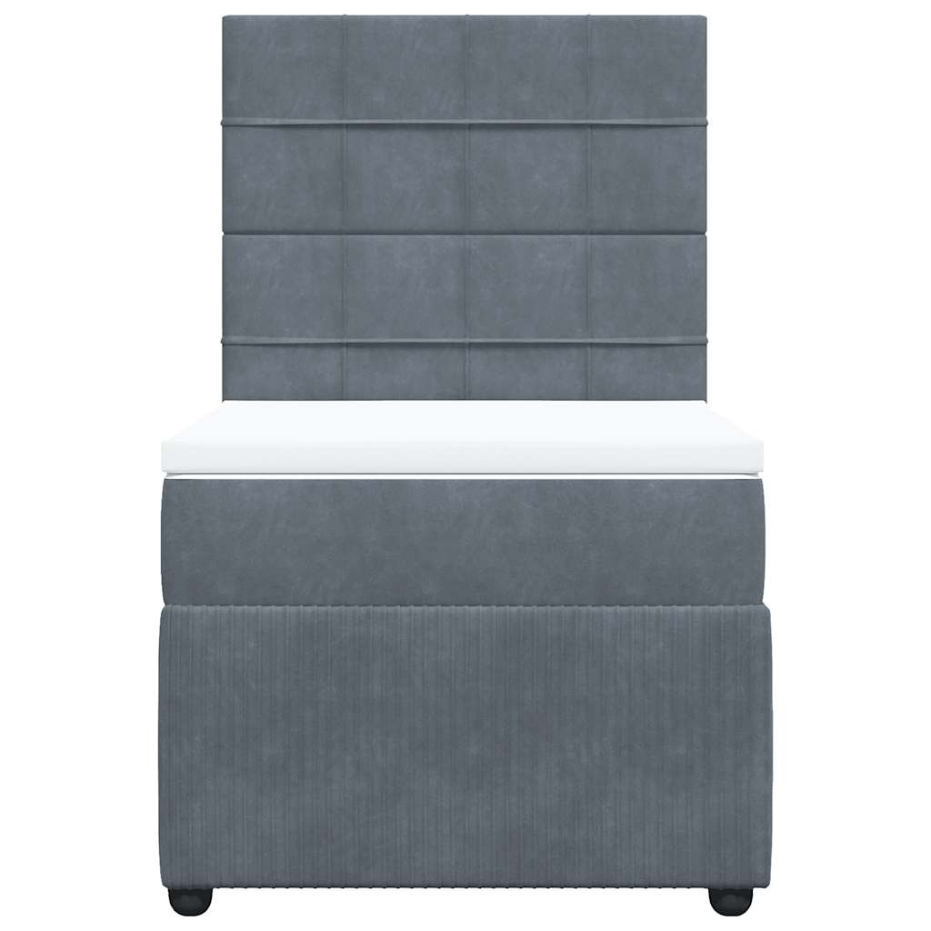 Giroletto a Molle con Materasso Grigio Scuro 100x200 cm Velluto