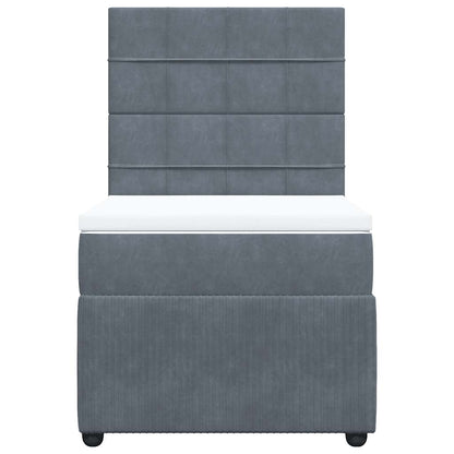 Giroletto a Molle con Materasso Grigio Scuro 100x200 cm Velluto