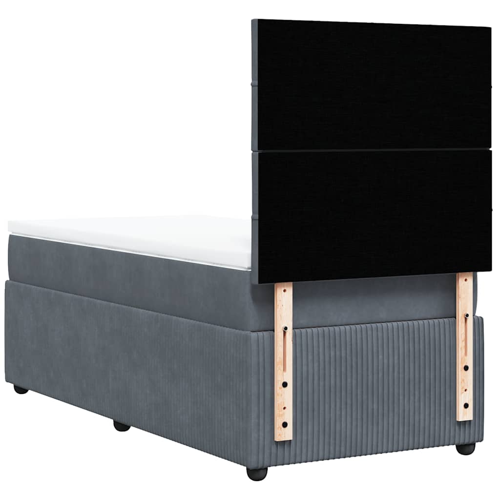 Giroletto a Molle con Materasso Grigio Scuro 100x200 cm Velluto