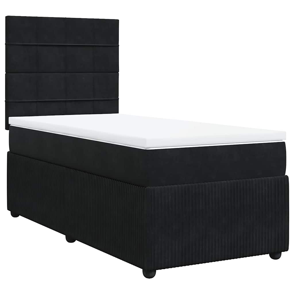 Giroletto a Molle con Materasso Nero 100x200 cm in Velluto